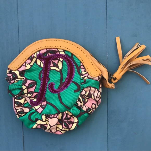 🍁 Anthropologie Lucky Penny initial P clutch
